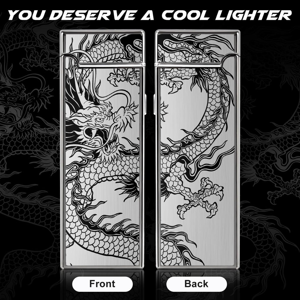LcFun Electric Lighter USB Rechargeable Windproof Flameless Plasma Dual Arc Lighter Small Metal Pocket Lighters for Camping, Birthday Gifts for Men Husband (Nickel Brushed)